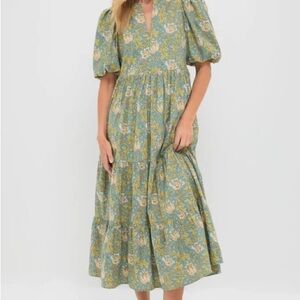 Tuckernuck Floral Puff Sleeve Midi Dress